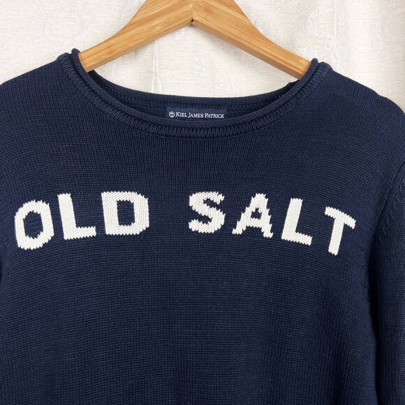 Kiel James Patrick Old Salt cotton knit sweater blue rollneck jumper nautical XS - Picture 3 of 8